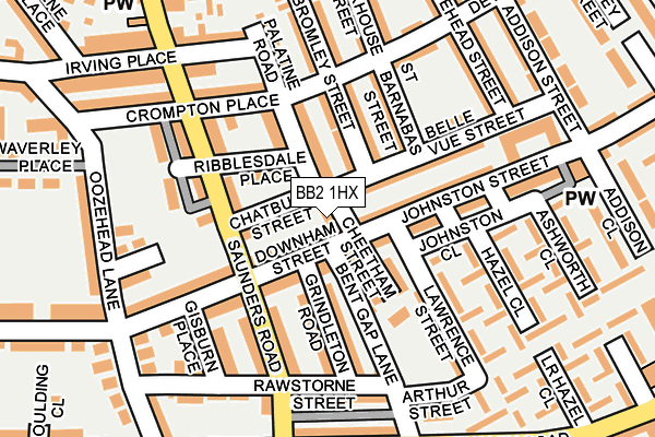 BB2 1HX map - OS OpenMap – Local (Ordnance Survey)