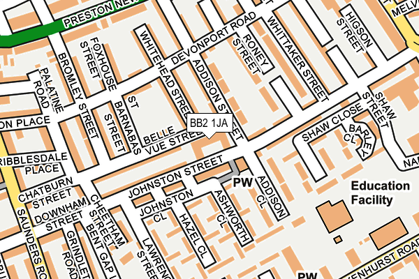 BB2 1JA map - OS OpenMap – Local (Ordnance Survey)