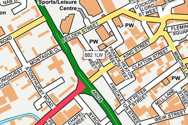 BB2 1LW map - OS OpenMap – Local (Ordnance Survey)