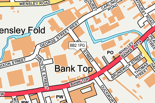 BB2 1PG map - OS OpenMap – Local (Ordnance Survey)