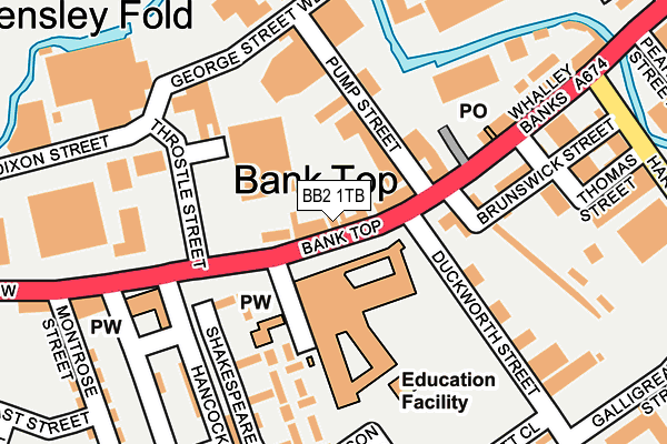 BB2 1TB map - OS OpenMap – Local (Ordnance Survey)