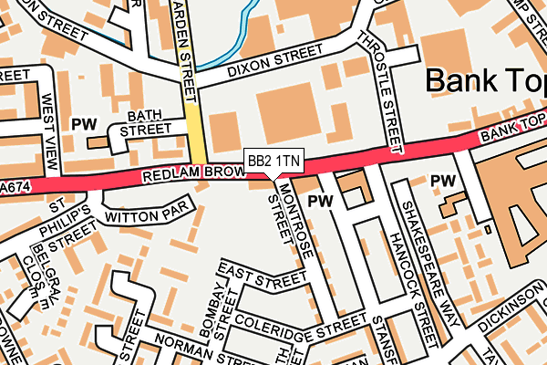 BB2 1TN map - OS OpenMap – Local (Ordnance Survey)