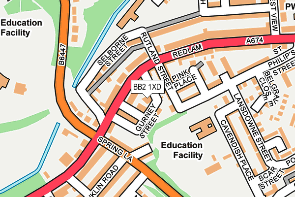 BB2 1XD map - OS OpenMap – Local (Ordnance Survey)