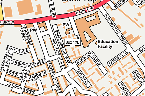 BB2 1XL map - OS OpenMap – Local (Ordnance Survey)