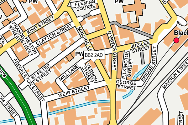 BB2 2AD map - OS OpenMap – Local (Ordnance Survey)
