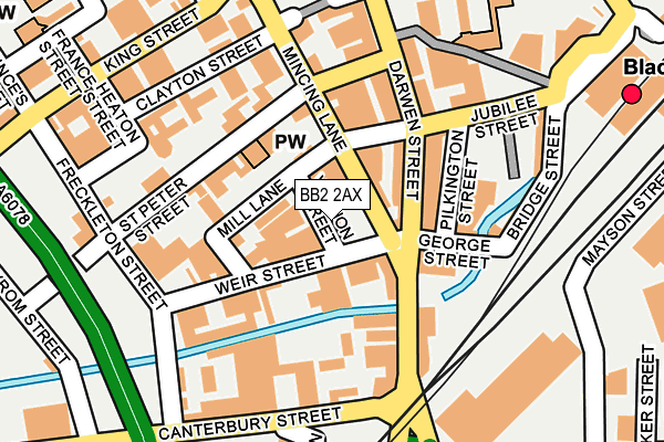 BB2 2AX map - OS OpenMap – Local (Ordnance Survey)