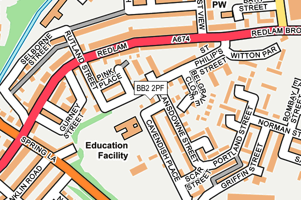 BB2 2PF map - OS OpenMap – Local (Ordnance Survey)