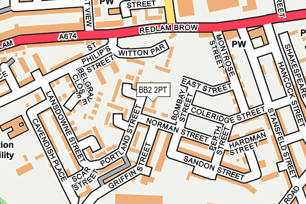 BB2 2PT map - OS OpenMap – Local (Ordnance Survey)