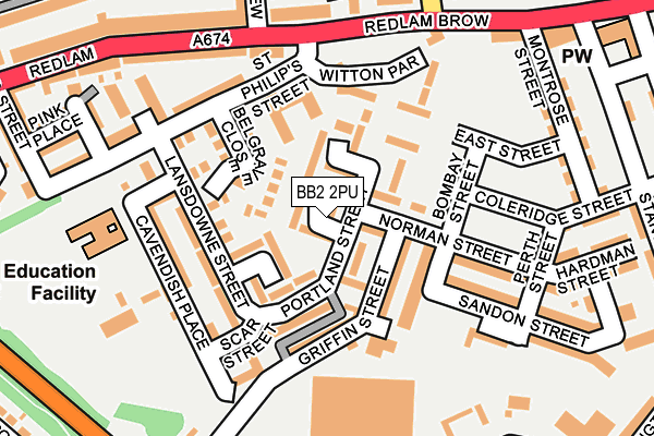 BB2 2PU map - OS OpenMap – Local (Ordnance Survey)