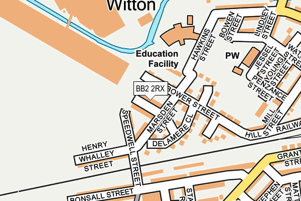 BB2 2RX map - OS OpenMap – Local (Ordnance Survey)