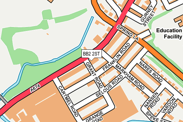 BB2 2ST map - OS OpenMap – Local (Ordnance Survey)