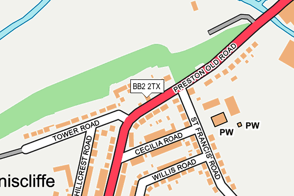 BB2 2TX map - OS OpenMap – Local (Ordnance Survey)