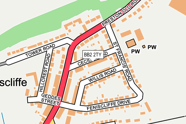 BB2 2TY map - OS OpenMap – Local (Ordnance Survey)