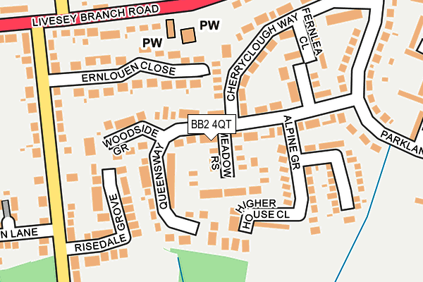 BB2 4QT map - OS OpenMap – Local (Ordnance Survey)