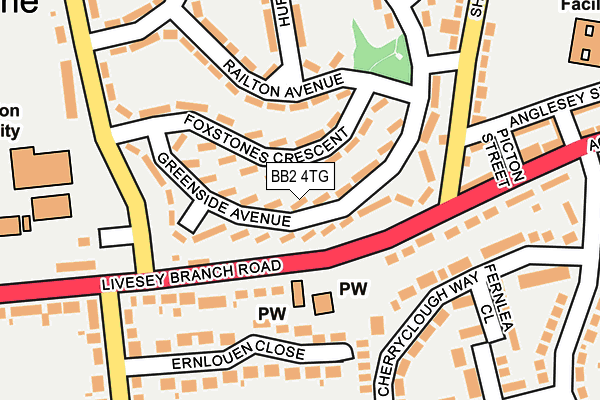 BB2 4TG map - OS OpenMap – Local (Ordnance Survey)