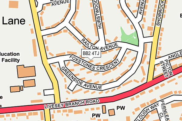 BB2 4TJ map - OS OpenMap – Local (Ordnance Survey)