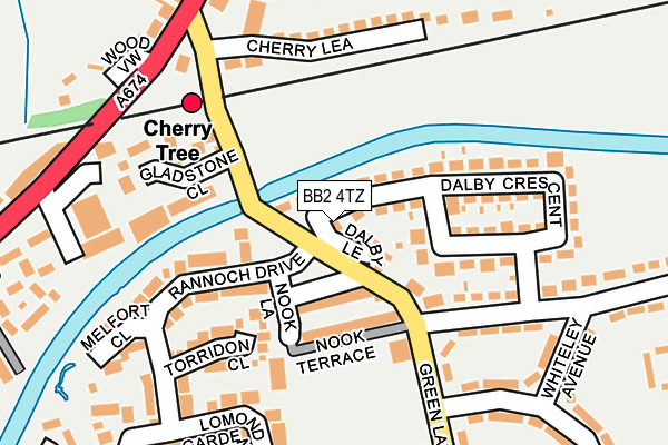 BB2 4TZ map - OS OpenMap – Local (Ordnance Survey)