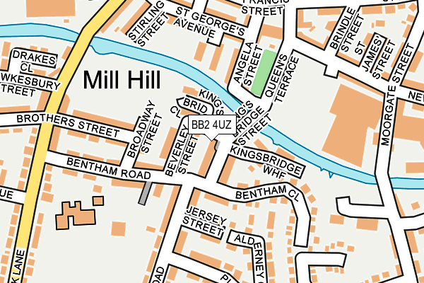 BB2 4UZ map - OS OpenMap – Local (Ordnance Survey)