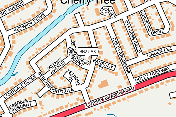 BB2 5AX map - OS OpenMap – Local (Ordnance Survey)