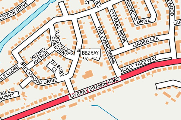 BB2 5AY map - OS OpenMap – Local (Ordnance Survey)