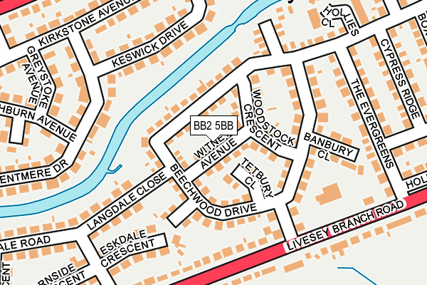 BB2 5BB map - OS OpenMap – Local (Ordnance Survey)