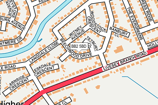 BB2 5BD map - OS OpenMap – Local (Ordnance Survey)