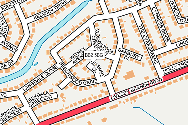 BB2 5BG map - OS OpenMap – Local (Ordnance Survey)