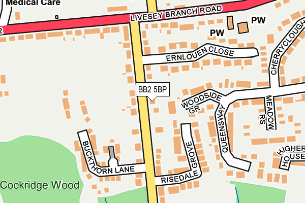 BB2 5BP map - OS OpenMap – Local (Ordnance Survey)