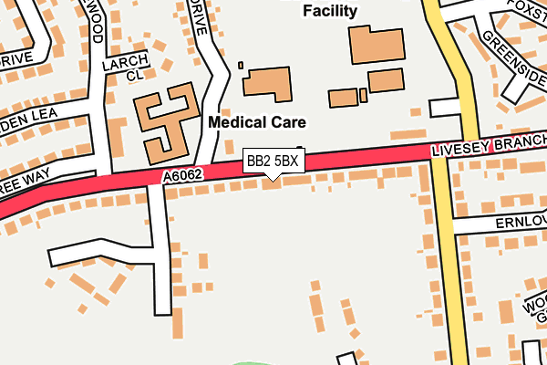 BB2 5BX map - OS OpenMap – Local (Ordnance Survey)