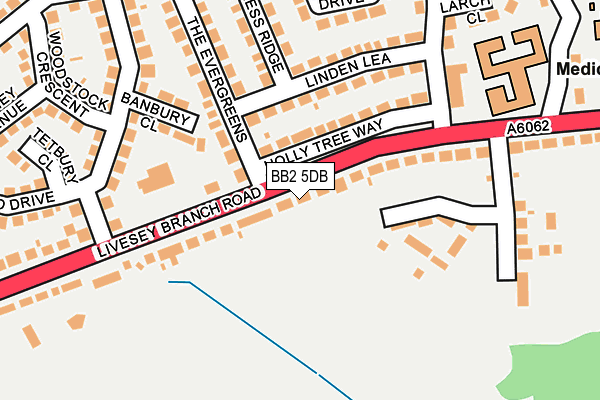 BB2 5DB map - OS OpenMap – Local (Ordnance Survey)