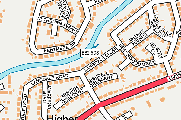 BB2 5DS map - OS OpenMap – Local (Ordnance Survey)