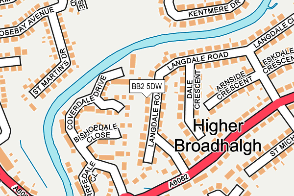 BB2 5DW map - OS OpenMap – Local (Ordnance Survey)