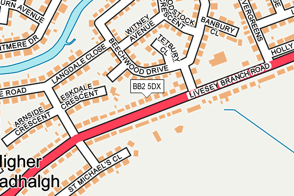 BB2 5DX map - OS OpenMap – Local (Ordnance Survey)