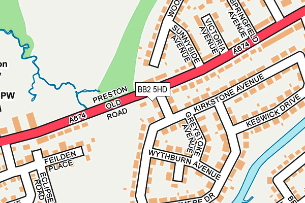 BB2 5HD map - OS OpenMap – Local (Ordnance Survey)