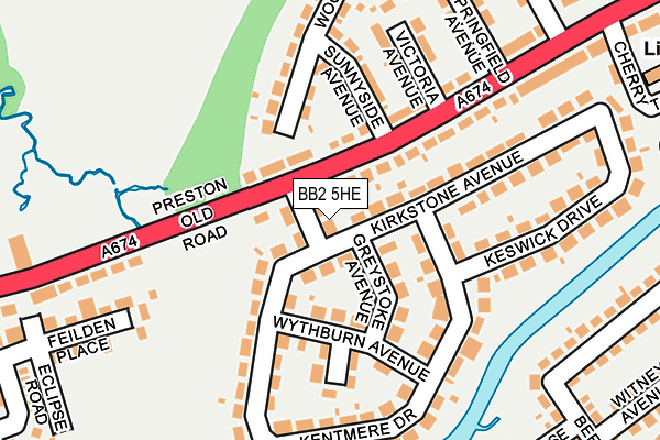 BB2 5HE map - OS OpenMap – Local (Ordnance Survey)