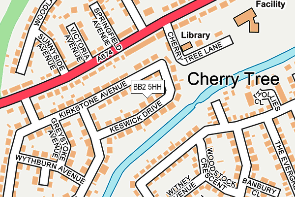 BB2 5HH map - OS OpenMap – Local (Ordnance Survey)