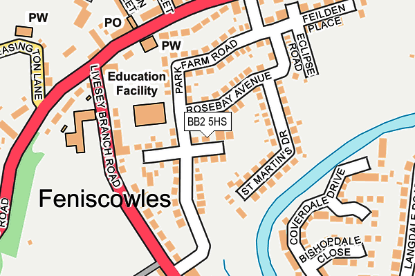 BB2 5HS map - OS OpenMap – Local (Ordnance Survey)