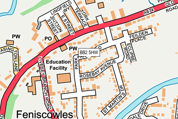 BB2 5HW map - OS OpenMap – Local (Ordnance Survey)