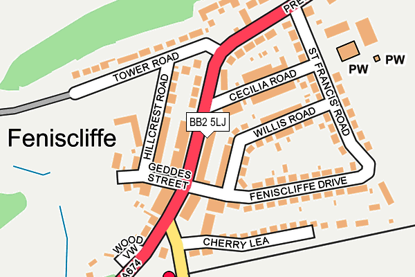 BB2 5LJ map - OS OpenMap – Local (Ordnance Survey)