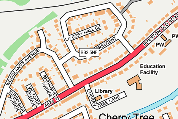 BB2 5NF map - OS OpenMap – Local (Ordnance Survey)