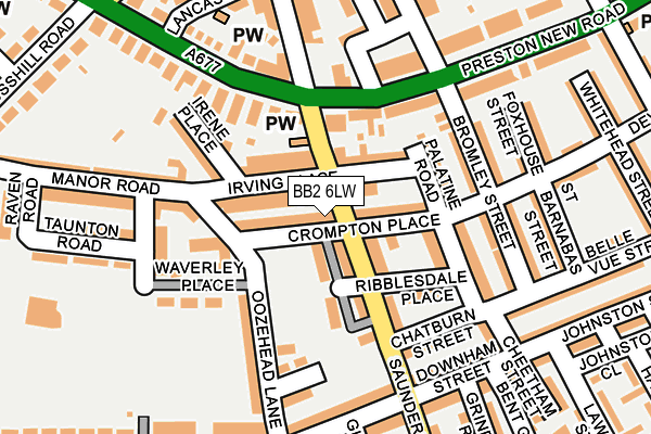 BB2 6LW map - OS OpenMap – Local (Ordnance Survey)