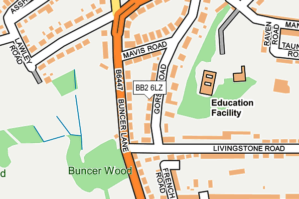 BB2 6LZ map - OS OpenMap – Local (Ordnance Survey)