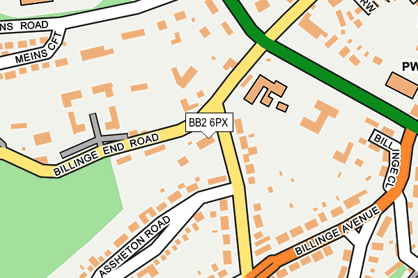 BB2 6PX map - OS OpenMap – Local (Ordnance Survey)
