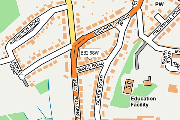 BB2 6SW map - OS OpenMap – Local (Ordnance Survey)
