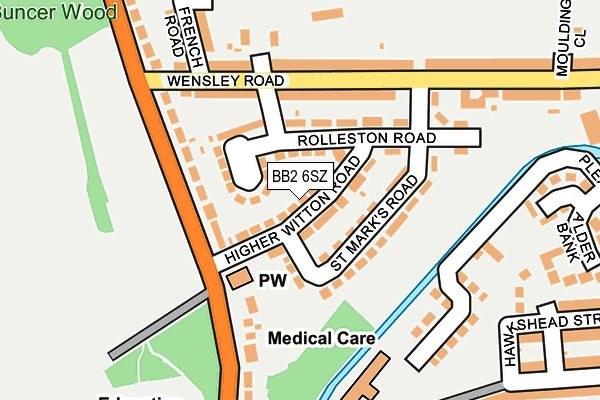 BB2 6SZ map - OS OpenMap – Local (Ordnance Survey)