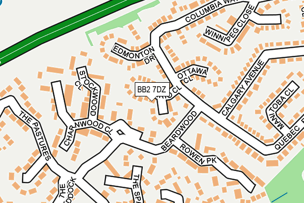 BB2 7DZ map - OS OpenMap – Local (Ordnance Survey)