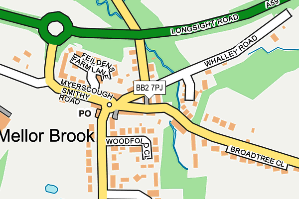 BB2 7PJ map - OS OpenMap – Local (Ordnance Survey)