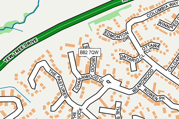 BB2 7QW map - OS OpenMap – Local (Ordnance Survey)