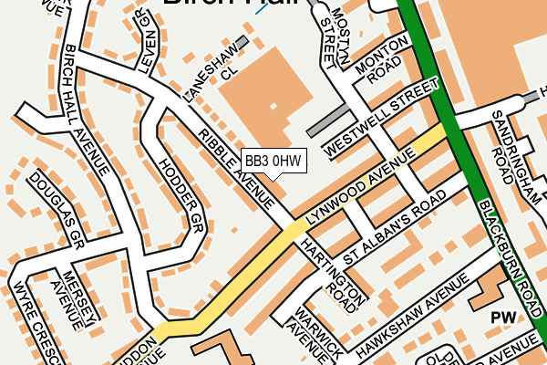 BB3 0HW map - OS OpenMap – Local (Ordnance Survey)