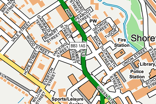 BB3 1AS map - OS OpenMap – Local (Ordnance Survey)